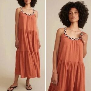 Marine Layer Size Medium Baked Clay Burnt Orange Andrea Knit Midi Dress Braided